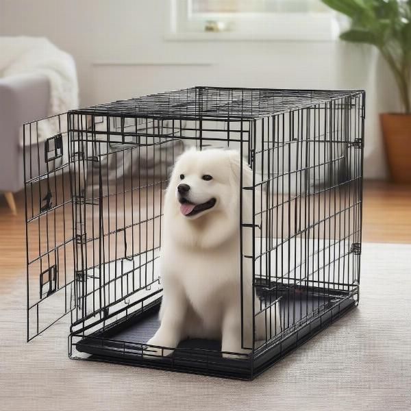 Various types of collapsible dog crates including soft-sided, wire, and plastic materials.