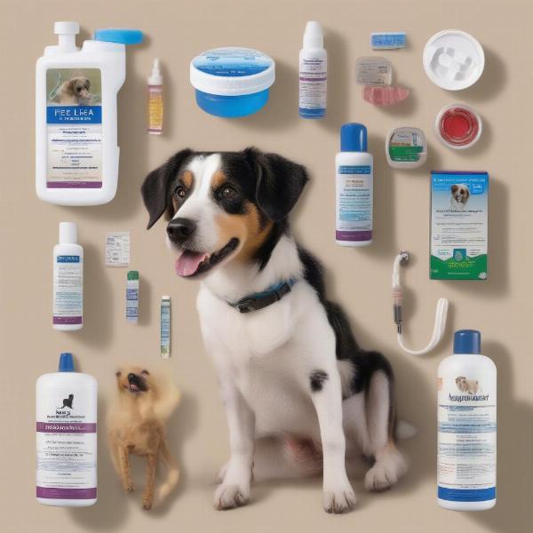 Assortment of flea and tick products for dogs