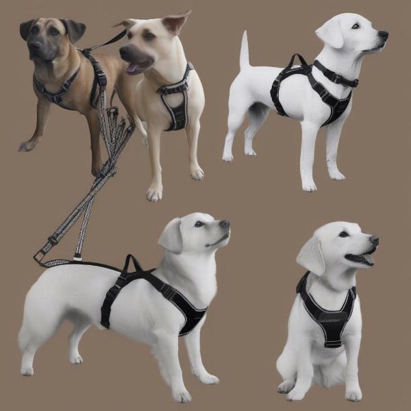 Different types of lurcher harnesses