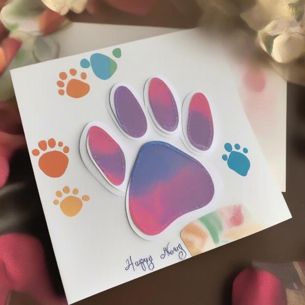 DIY Mother's Day card with dog paw print