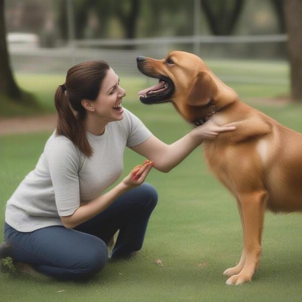 Dog undergoing aggression training