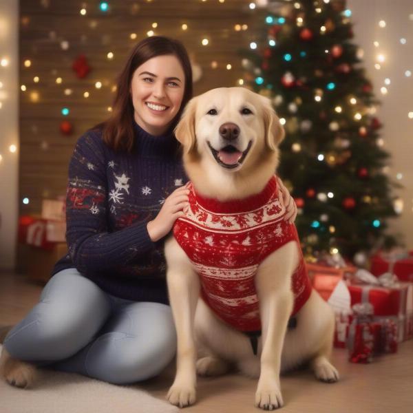 Dog and Owner in Matching Jumpers