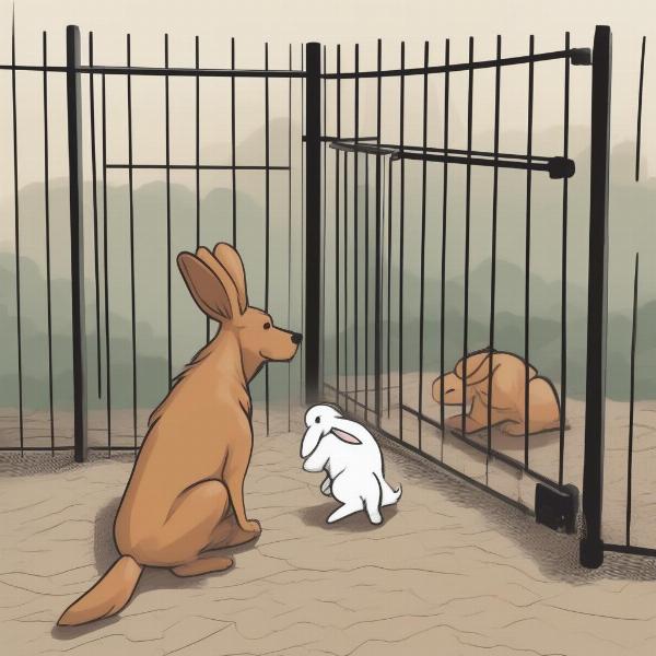 Dog and Rabbit First Meeting