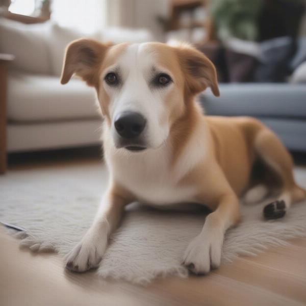 Dog showing anxiety symptoms