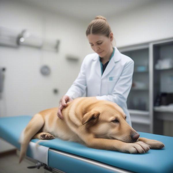 Dog Being Examined at the Vet Clinic