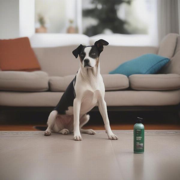 Dog Avoiding Sprayed Couch