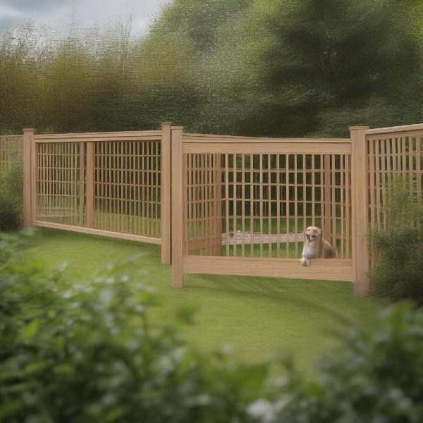 Dog barrier fence used outdoors in a garden