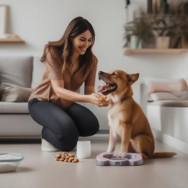 Dog being house trained