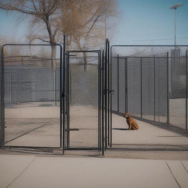 Secure fencing at a dog boarding facility