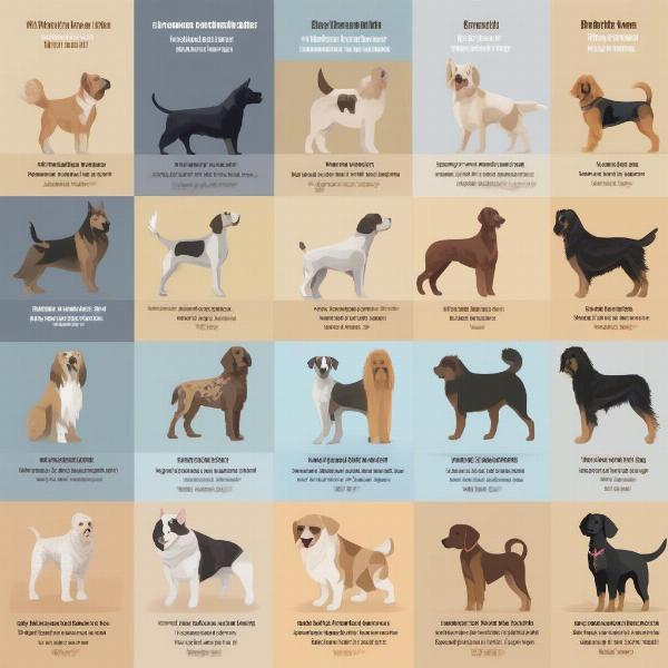 Chart comparing different dog breeds based on various lifestyle factors