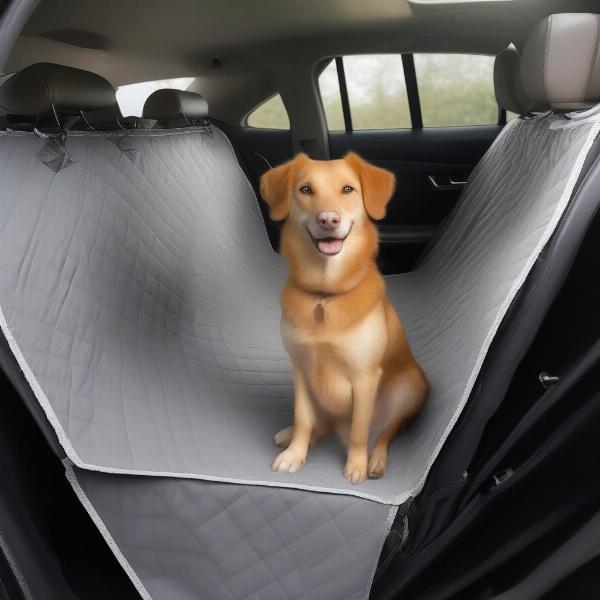 Dog in Car with Seat Cover for Protection