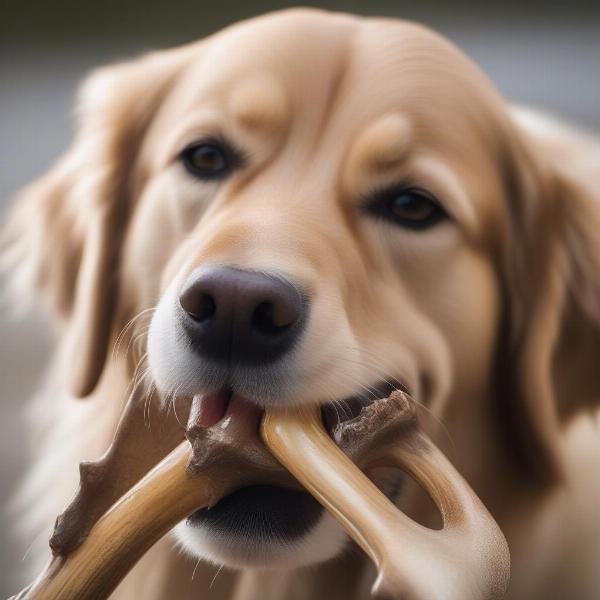 Dog Chewing Antler