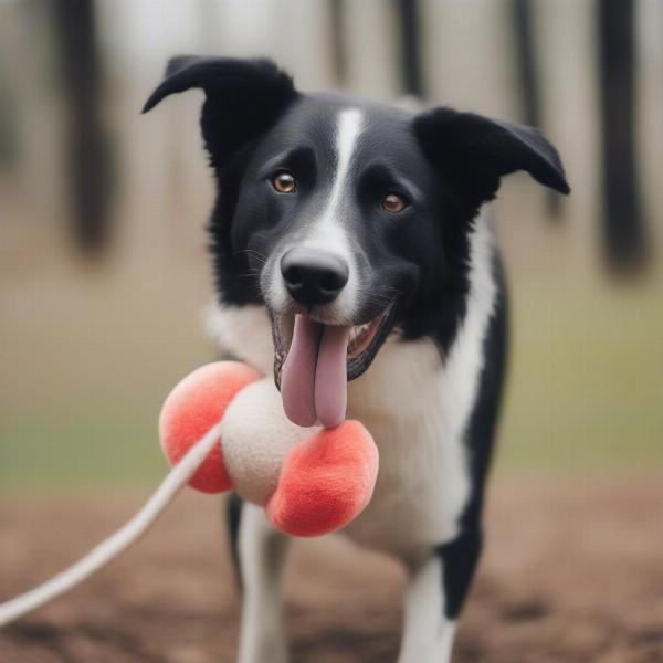 Dog playing with safe chew toy