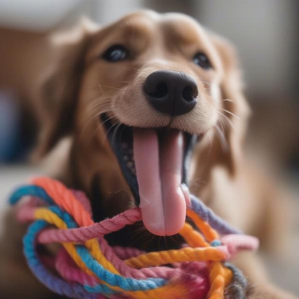 Dog Chewing a Safe Toy