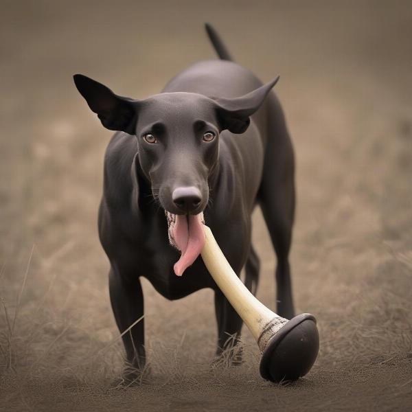 Dog Chewing Water Buffalo Horn