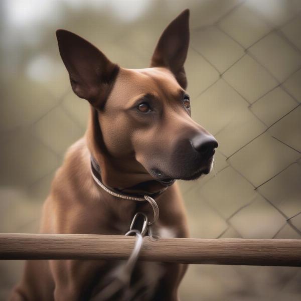 Dog Choked by Collar on Fence