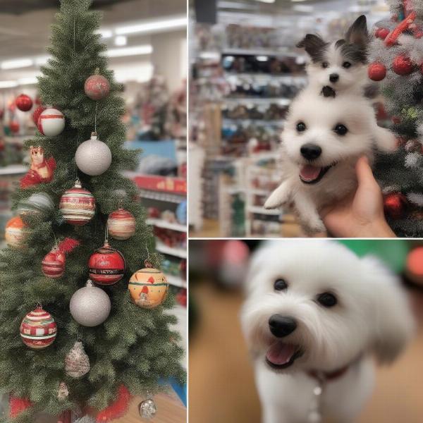 Finding dog Christmas ornaments in online and local stores.