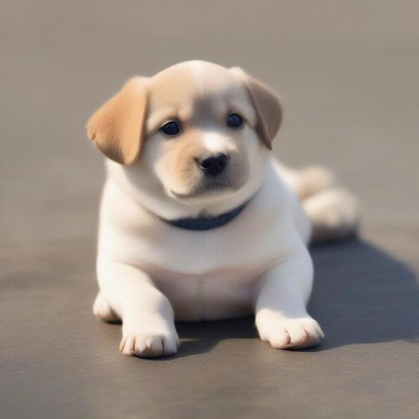 Puppy with a chub roll