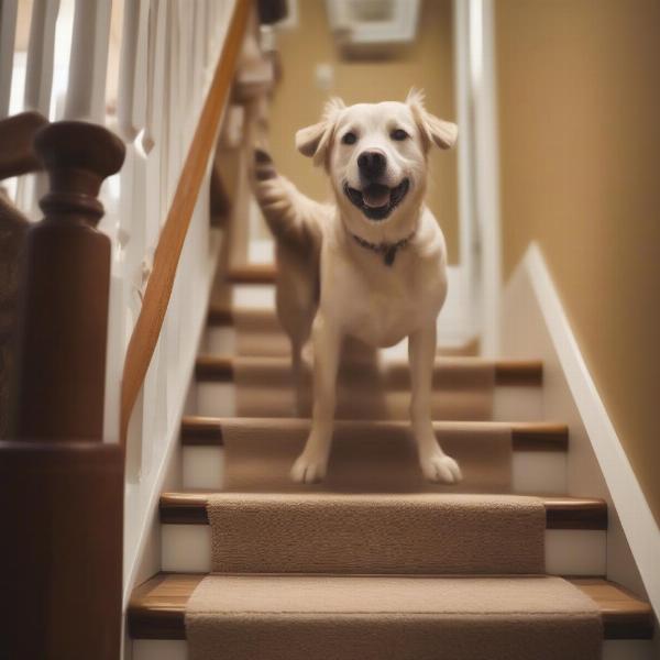 Dog Climbing Stairs with Treats