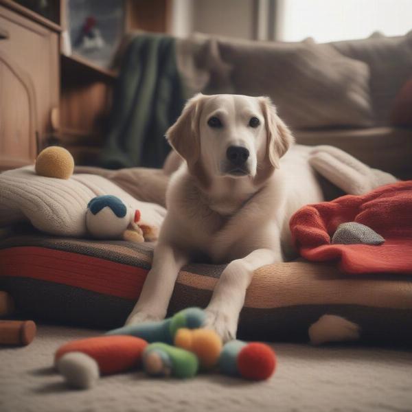 Dog relaxing on holiday