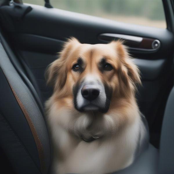 Dog comfortable in car with door guard