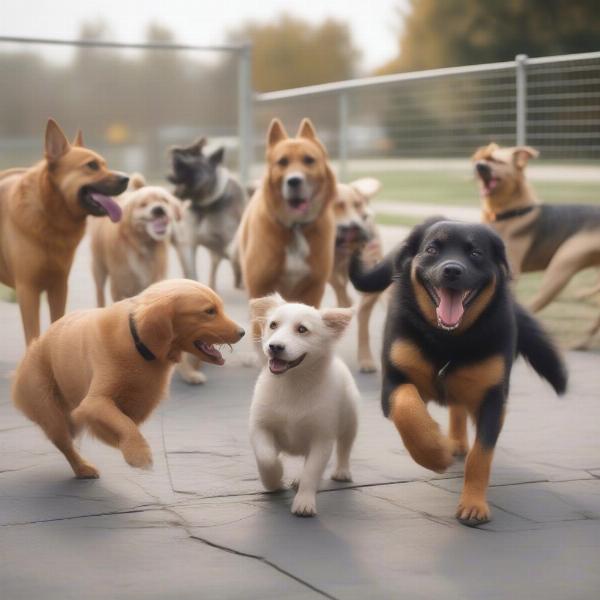 Happy Dogs Playing at Daycare in Montreal