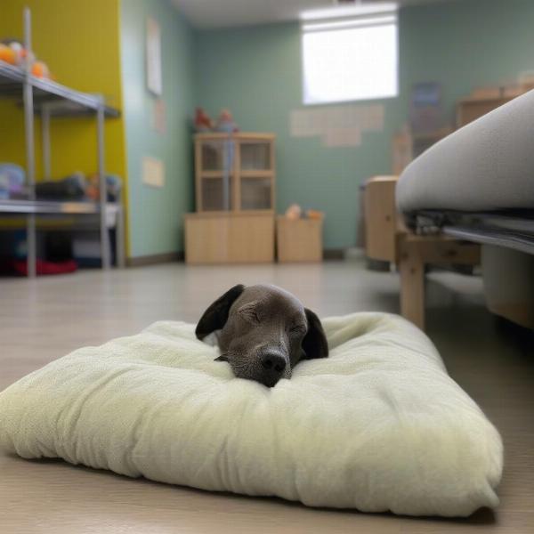 Dog resting at daycare