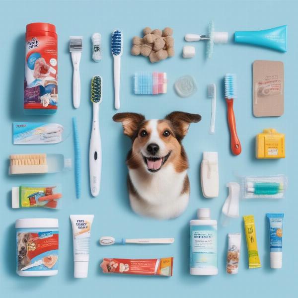 Assortment of dog dental care products