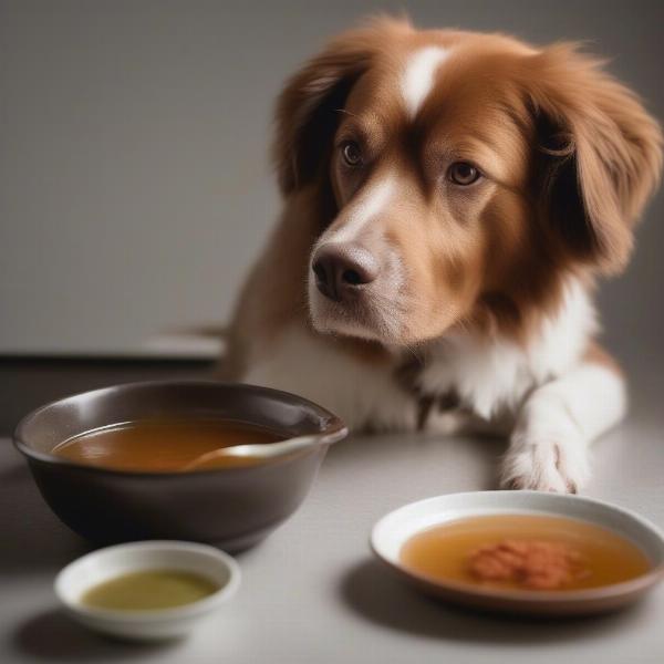 Dog Drinking Vegetable Broth