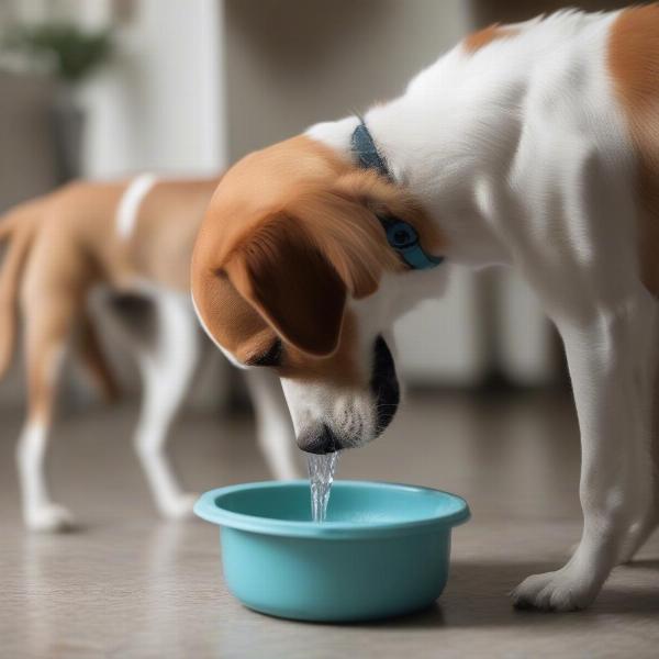 Dog drinking fresh water