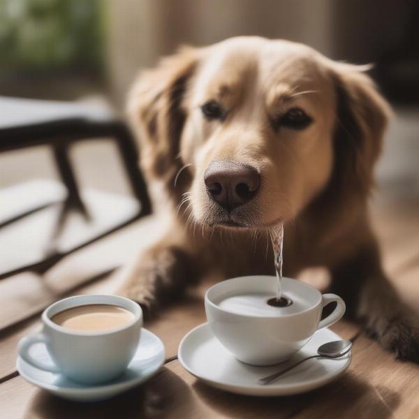 Dog Drinking Water Instead of Coffee