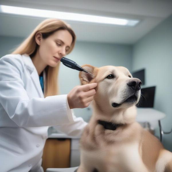 Veterinarian Checking a Dog's Ear