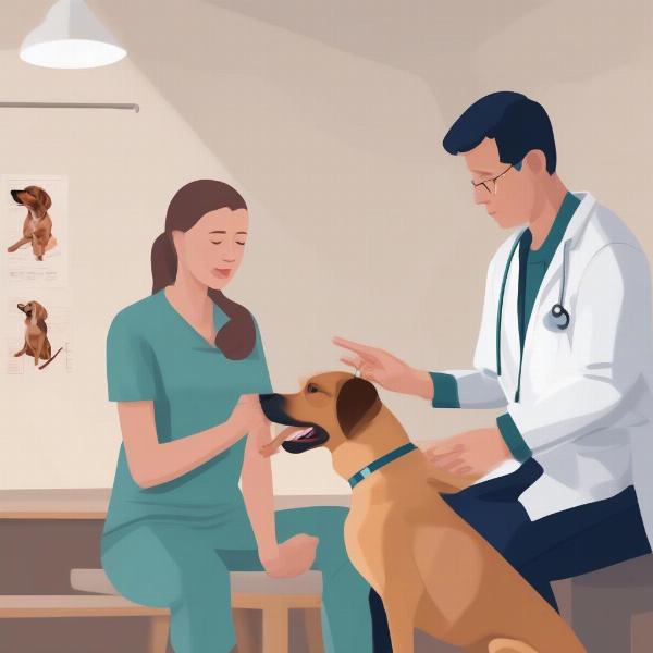 Veterinarian Consulting with Dog Owner About Ear Revision