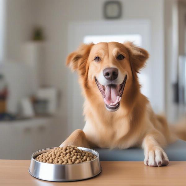 Dog Eating Advance Healthy Weight Food