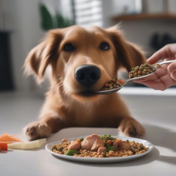 Dog Enjoying a Balanced Meal