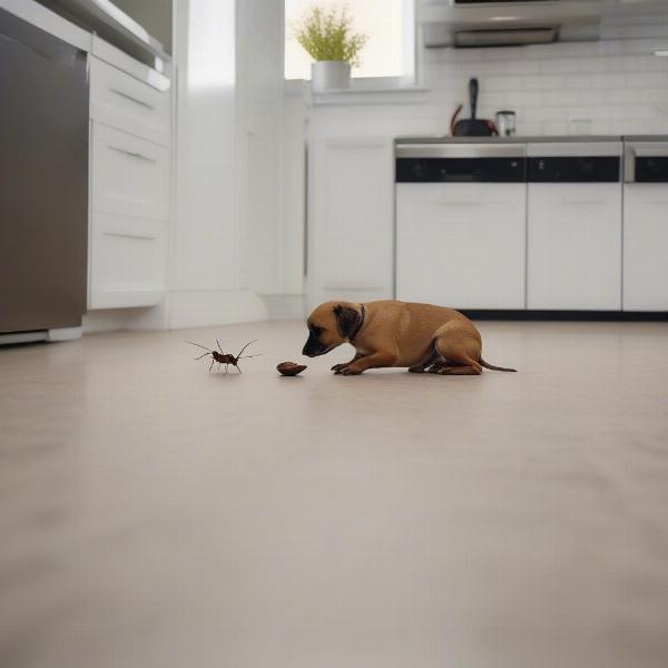 Dog Eating a Cockroach