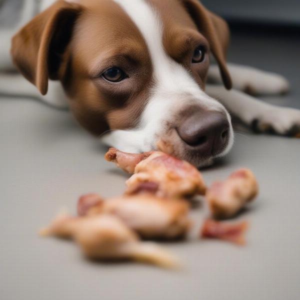 Dog Eating Freezer Burned Meat