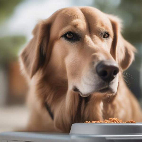 Dog Comfortably Eating from an Elevated Feeder