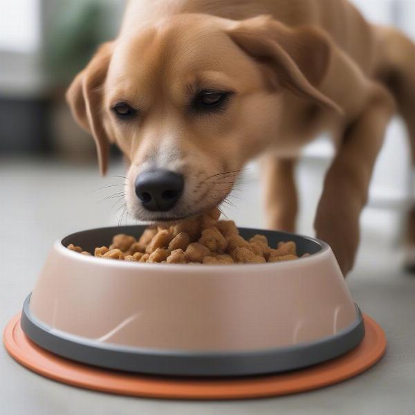 Dog Eating from a Slow Feeder Bowl