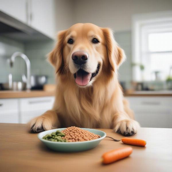 Dog enjoying a healthy meal