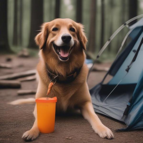 Dog eating healthy treats