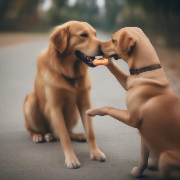 A dog enjoying healthy treats from its owner's hand