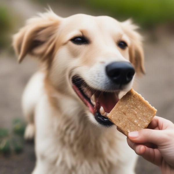 Dog enjoying healthy treats