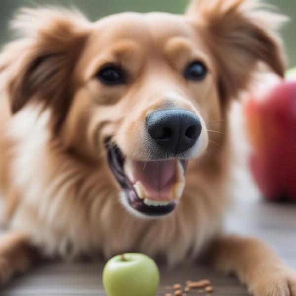 Dog eating healthy treats