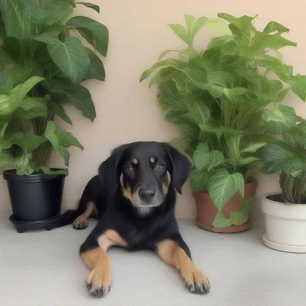 Dog Eating Houseplant