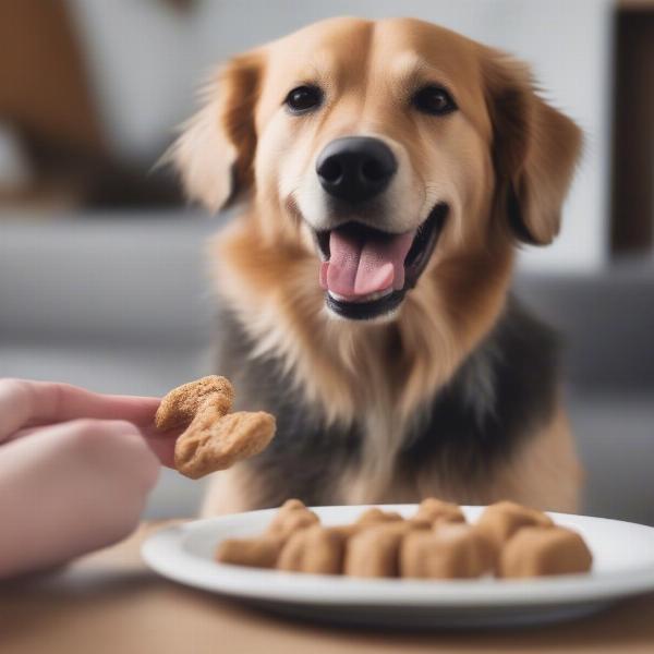 Dog Eating a Kidney Treat