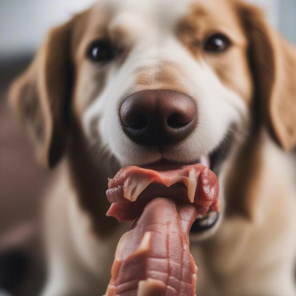 Dog Enjoying a Meat Meal