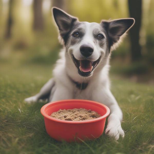 Dog Enjoying Natural Food