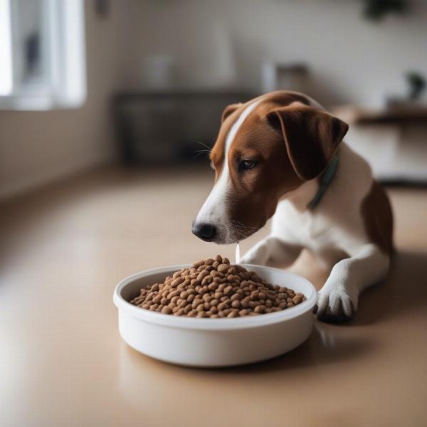 Dog Eating Royal Canin Hepatic