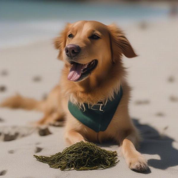 Dog Eating Seaweed Treat